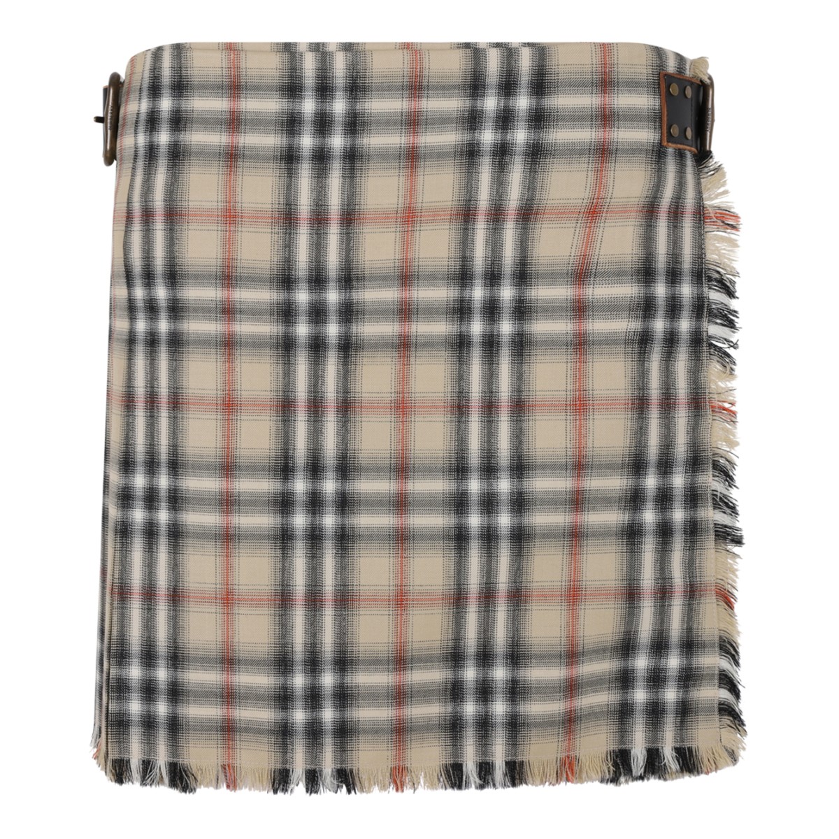 Burberry Beige Check Wool Mini Skirt.  