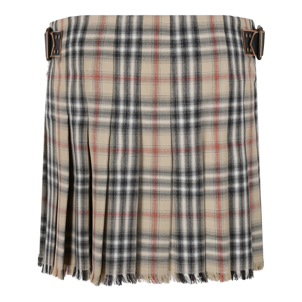 Burberry Beige Check Wool Mini Skirt.  