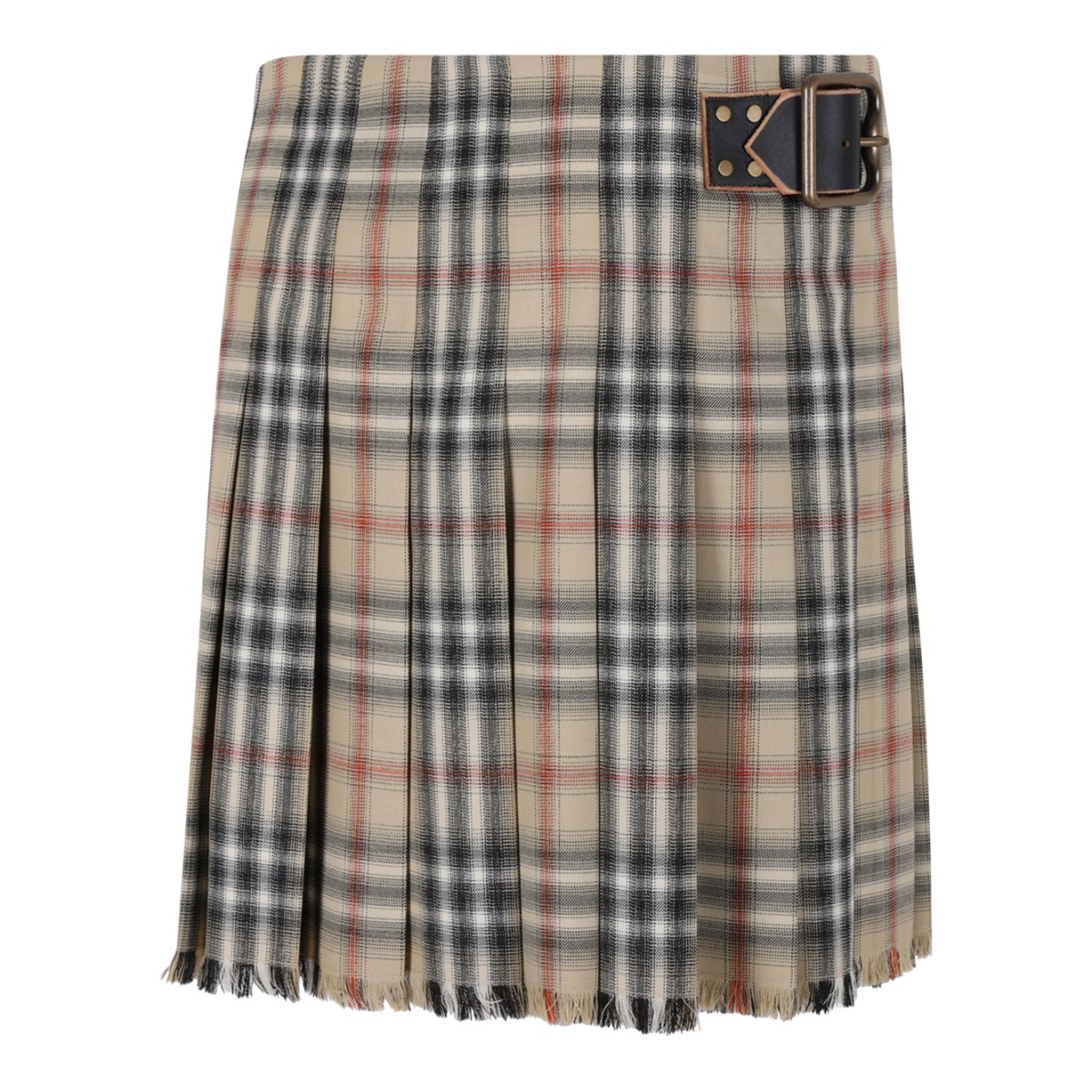 Burberry Beige Check Wool Mini Skirt.  