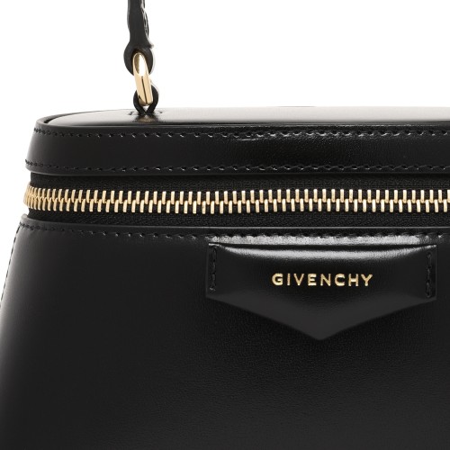 Givenchy Black Leather Top-Handle Bag with Chain Detail.