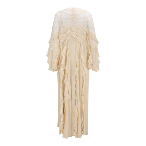 Cream Ruffled Textured Maxi Dress. 2