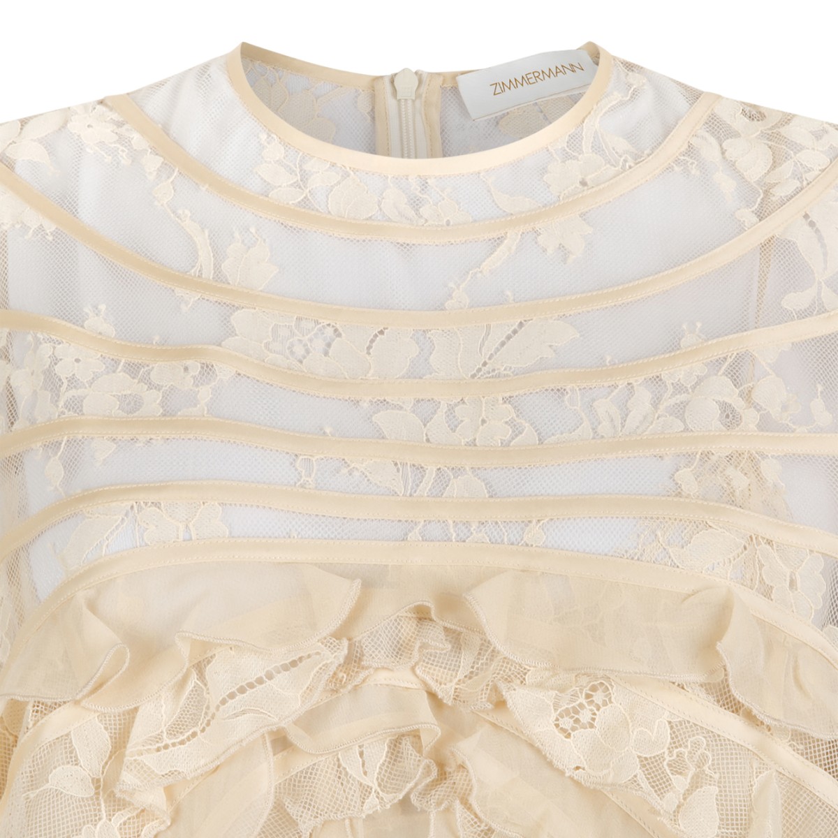 Cream Ruffled Textured Maxi Dress.