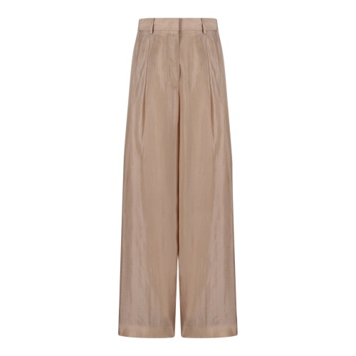 Fabiana Filippi Beige Satin Wide-Leg Trousers.