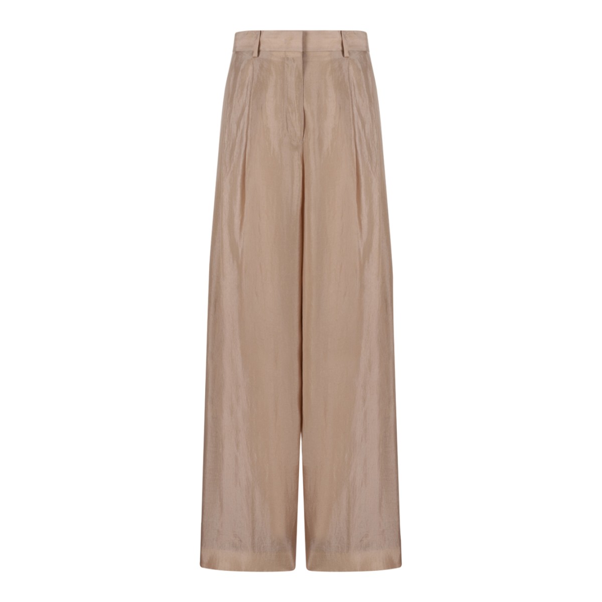 Fabiana Filippi Beige Satin Wide-Leg Trousers.