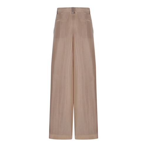 Fabiana Filippi Beige Satin Wide-Leg Trousers. 2