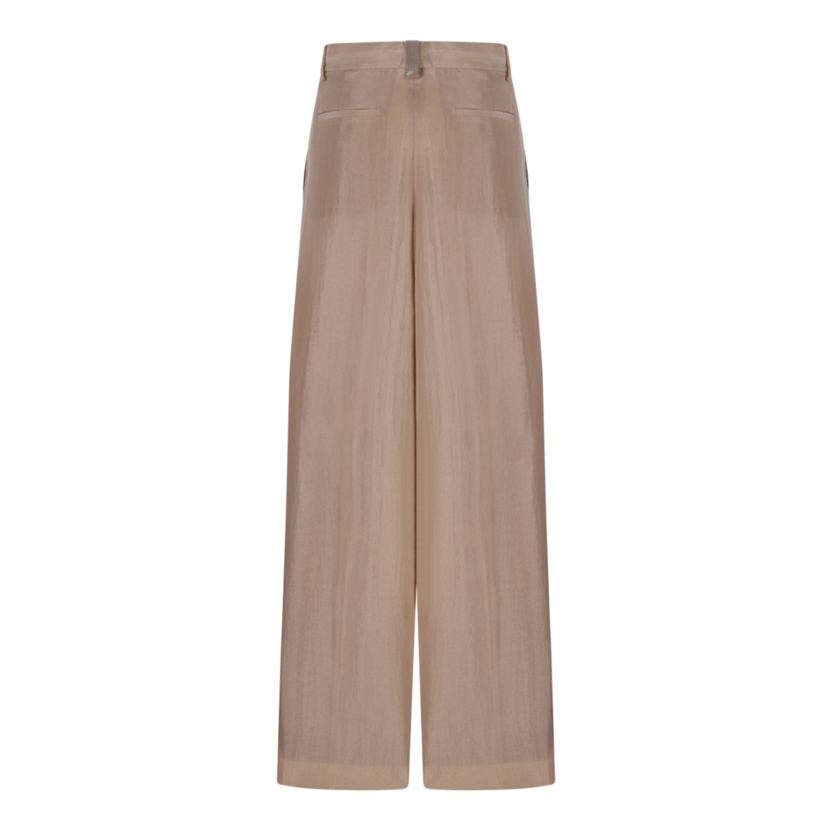 Fabiana Filippi Beige Satin Wide-Leg Trousers.