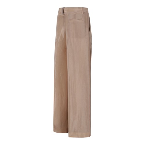 Fabiana Filippi Beige Satin Wide-Leg Trousers.