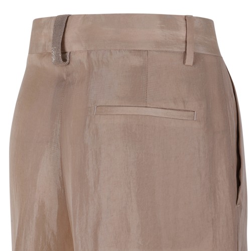 Fabiana Filippi Beige Satin Wide-Leg Trousers.