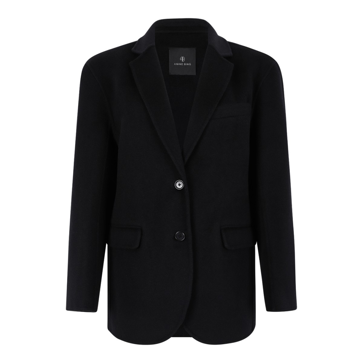 Anine Bing Dark Grey Washed Single-Breasted Blazer.