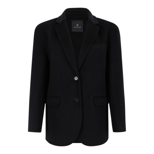 Anine Bing Dark Grey Washed Single-Breasted Blazer.