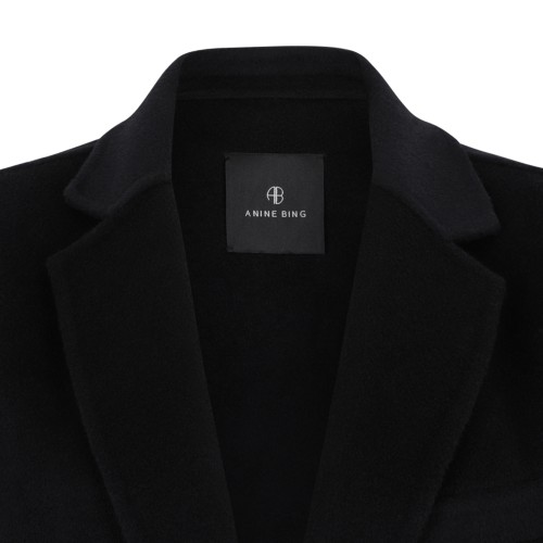 Anine Bing Dark Grey Washed Single-Breasted Blazer.