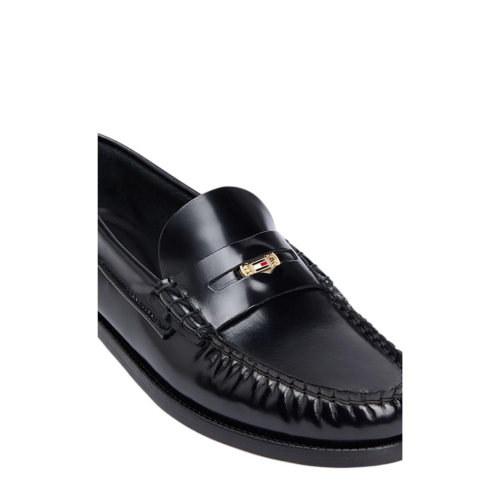 Tommy Hilfiger Black Leather Penny Loafers.  