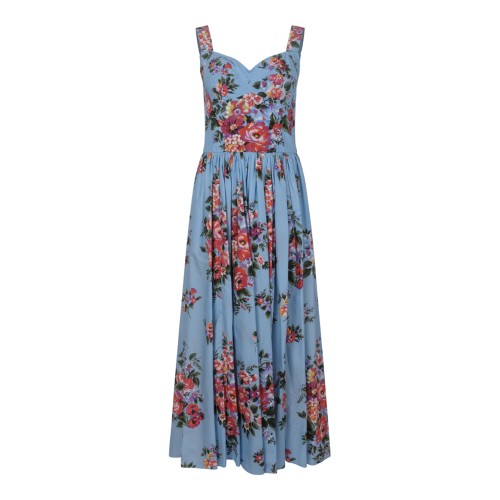 Dolce & Gabbana Light Blue Floral Midi Dress.