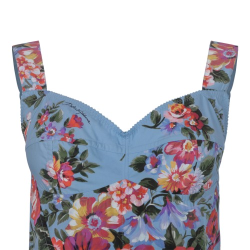 Dolce & Gabbana Light Blue Floral Midi Dress.