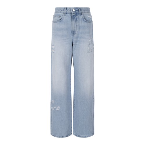 Casablanca Light Blue Patchwork Denim Jeans.