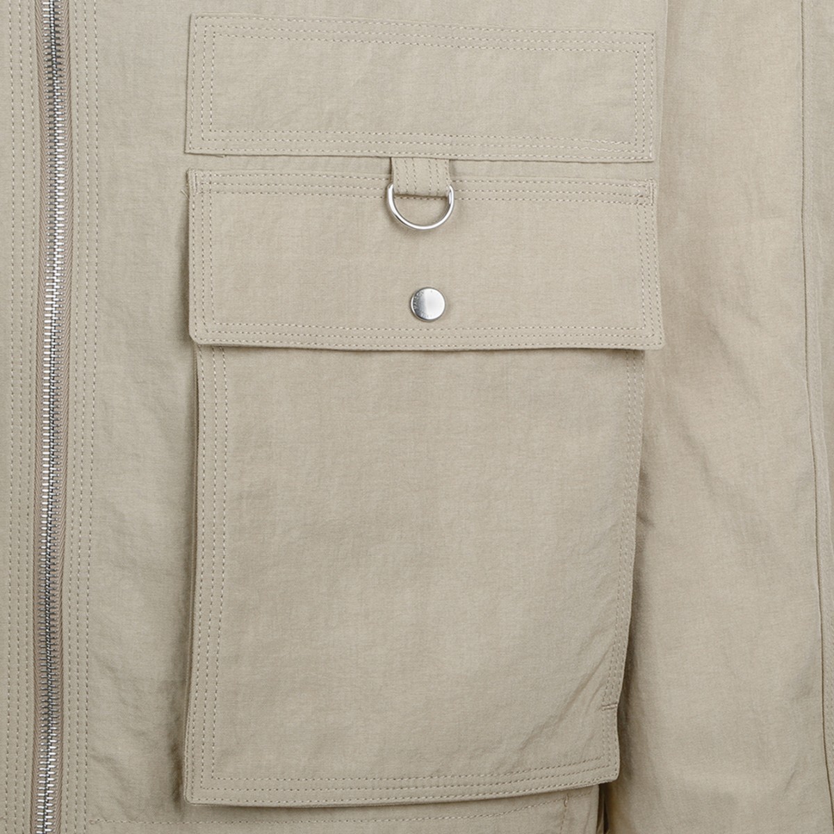 Maison Kitsun Beige Zip-Up Utility Jacket.