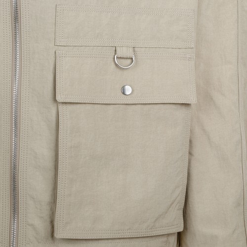 Maison Kitsun Beige Zip-Up Utility Jacket.