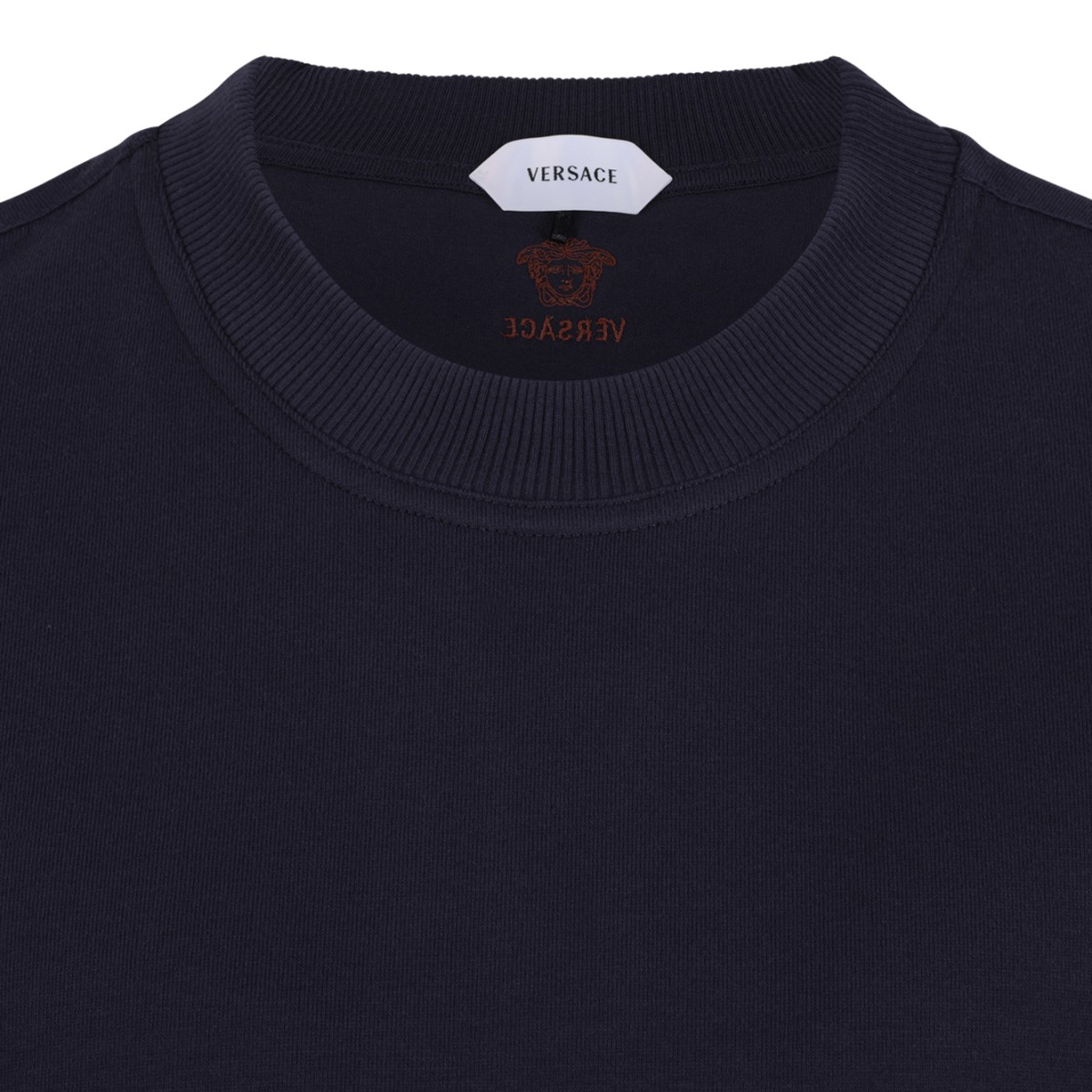 Versace Navy Blue Cotton T-Shirt.