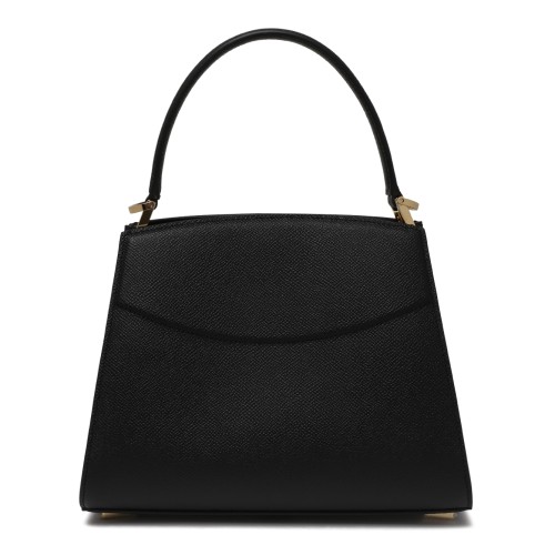 Ferragamo Black Leather Top Handle Bag with Gancini Closure. 2