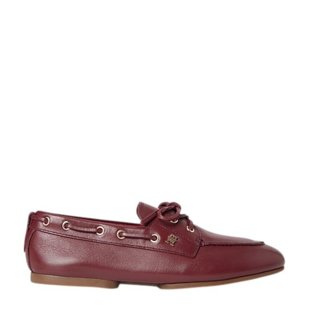 Tommy Hilfiger Burgundy Leather Boat Shoes.