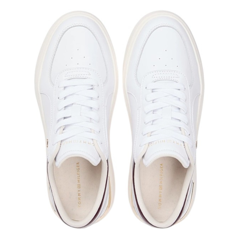 Armani White Leather Platform Sneakers. 