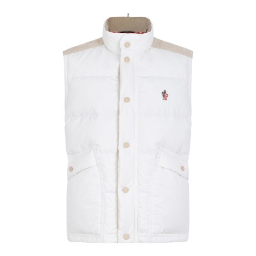 Moncler Grenoble White Quilted Down Vest.