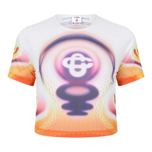 Casablanca Multicolor Graphic Print Crop Top.