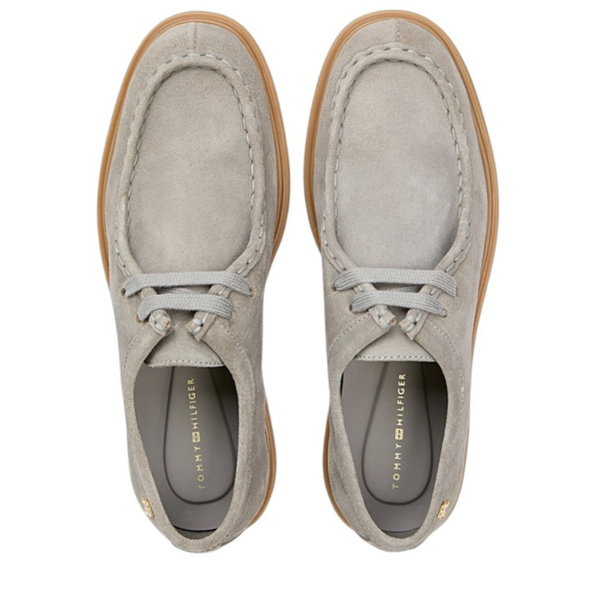 Tommy Hilfiger Grey Suede Moccasin Shoes. 