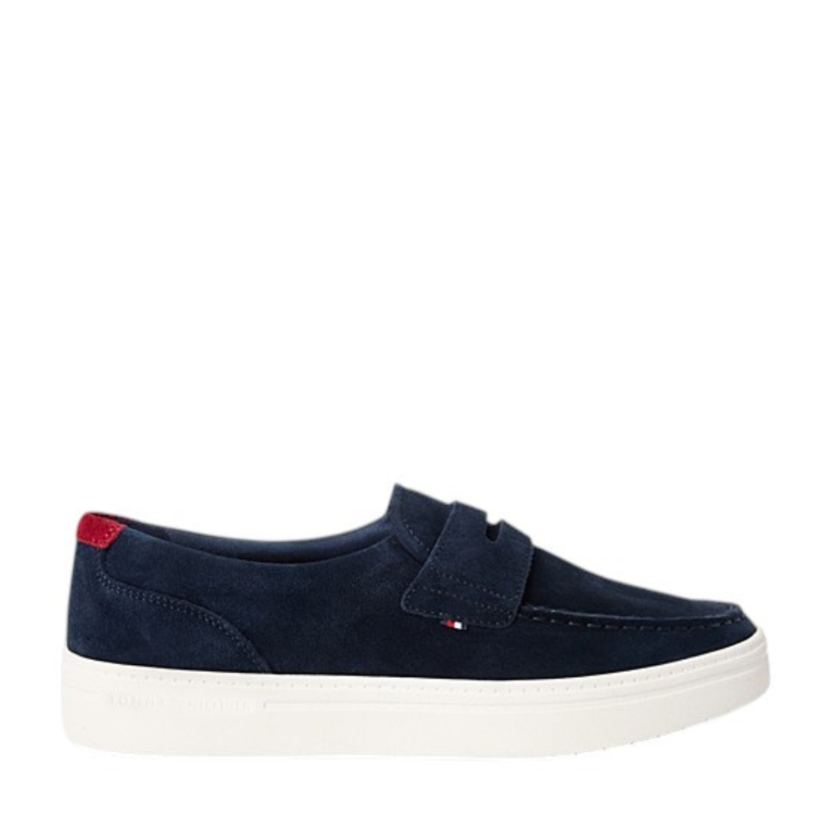 Tommy Hilfiger Navy Suede Platform Slip-On Sneakers. 