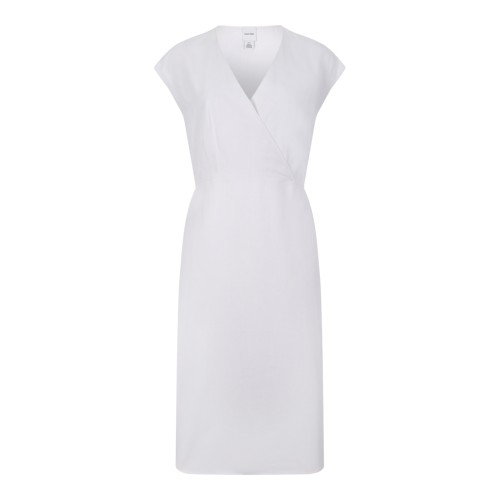 Calvin Klein Ivory Draped Sleeveless Midi Dress.