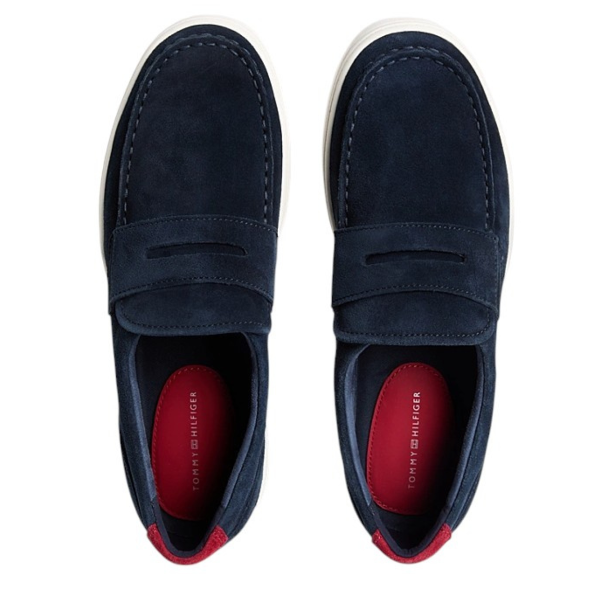 Tommy Hilfiger Navy Suede Platform Slip-On Sneakers. 