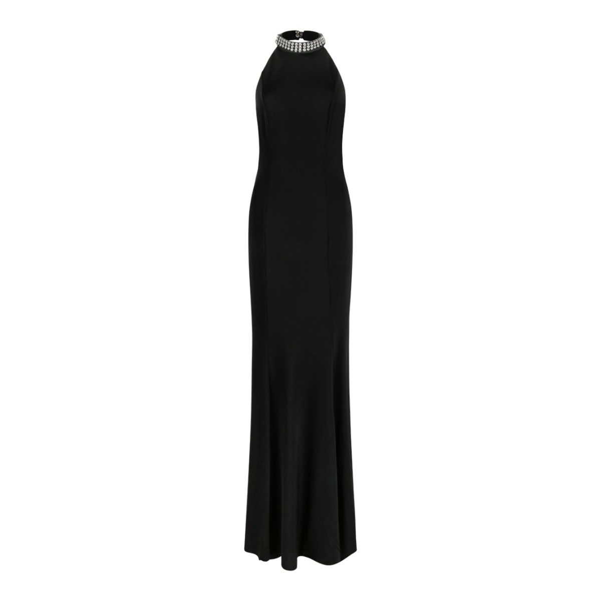 Nissa Black Halterneck Draped Maxi Dress.  