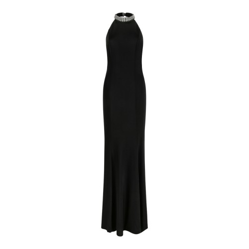 Nissa Black Halterneck Draped Maxi Dress.  