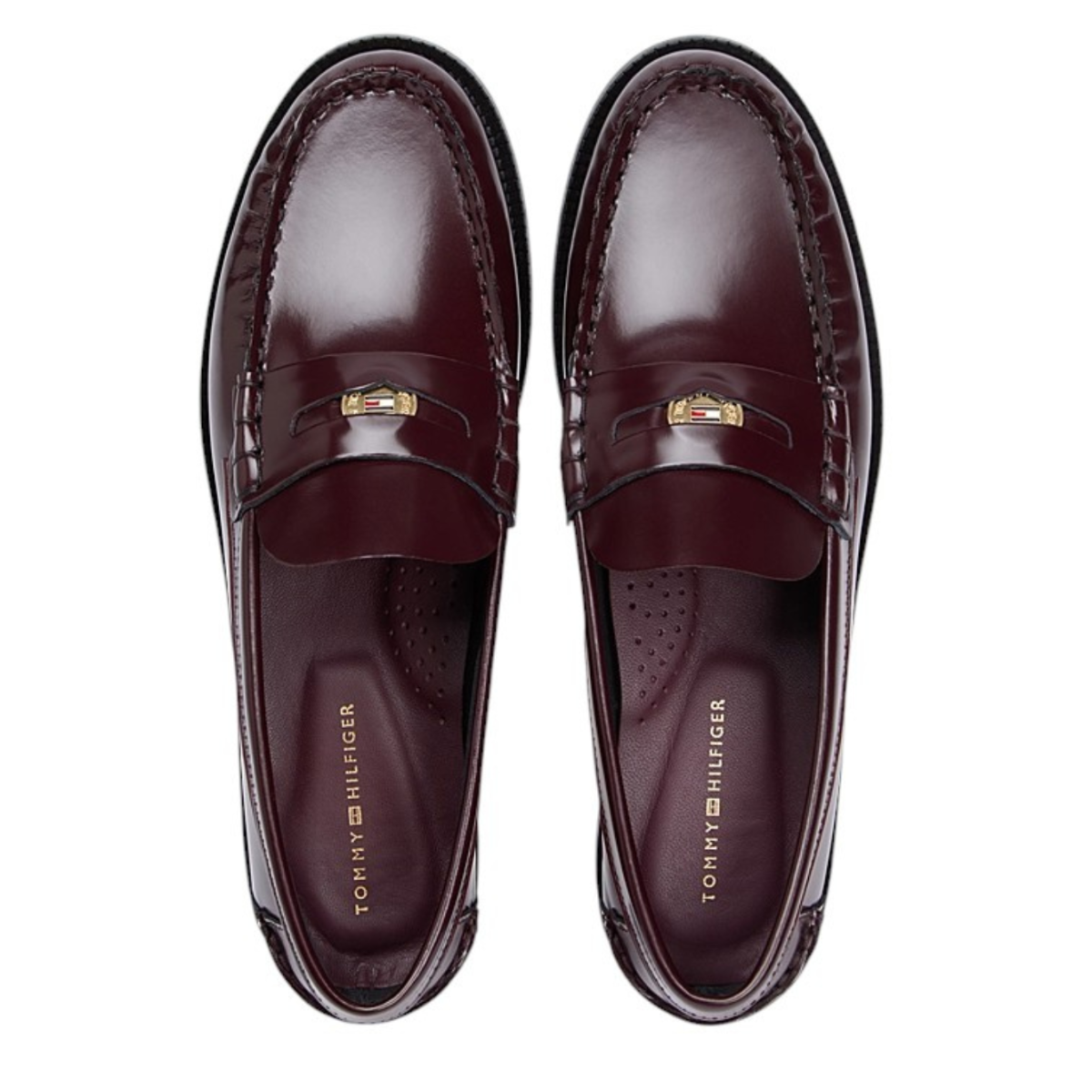 Tommy Hilfiger Burgundy Leather Penny Loafers.  