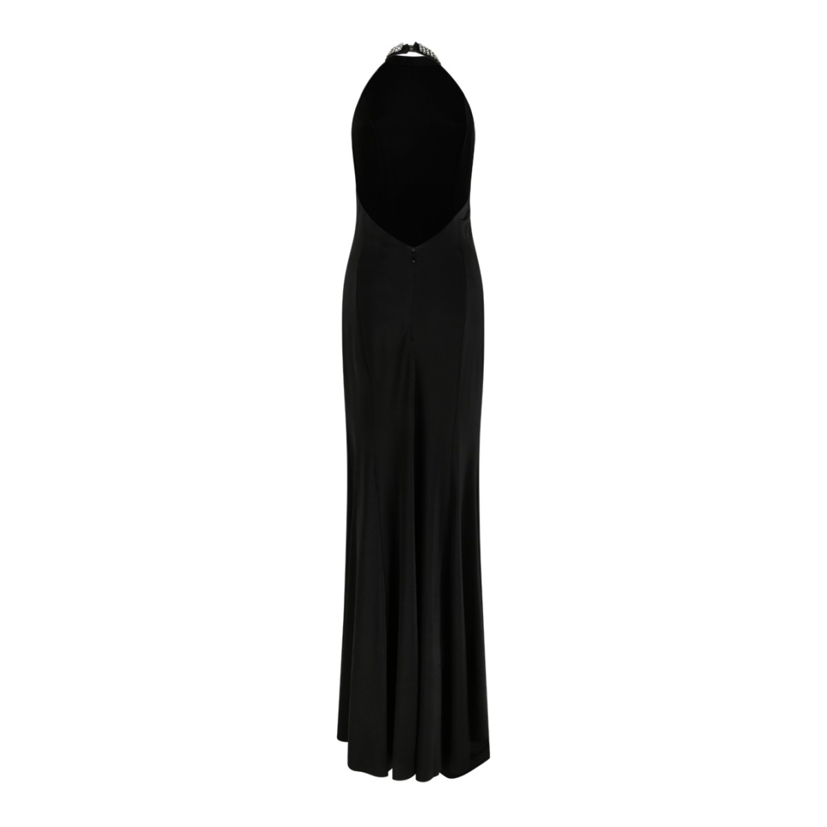Nissa Black Halterneck Draped Maxi Dress.  