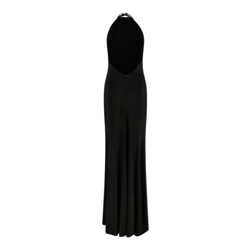 Nissa Black Halterneck Draped Maxi Dress.  