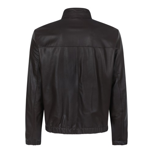 Boss x David Beckham Brown Leather Zip-Up Jacket. 2