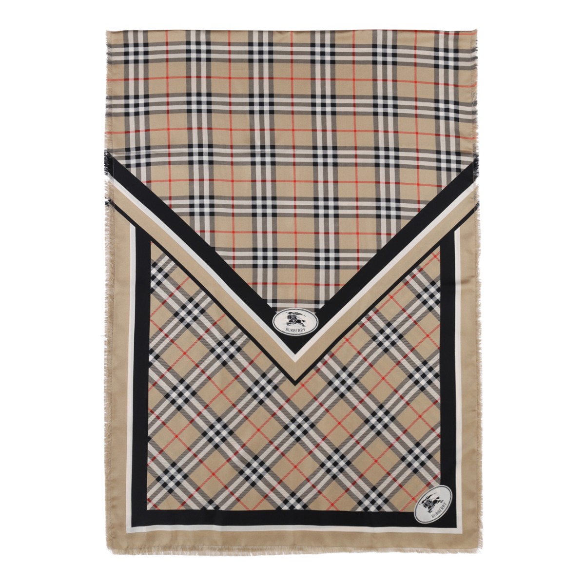 Burberry Beige Check Silk Scarf.