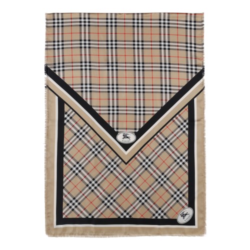 Burberry Beige Check Silk Scarf.