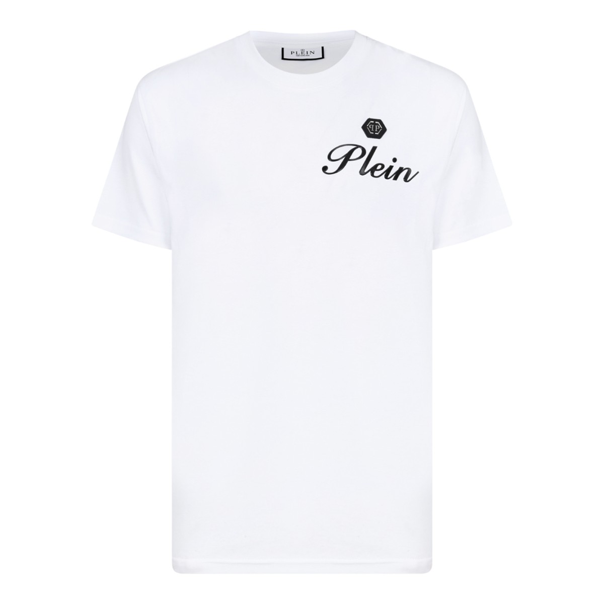 Philipp Plein White Cotton T-Shirt with Script Logo.