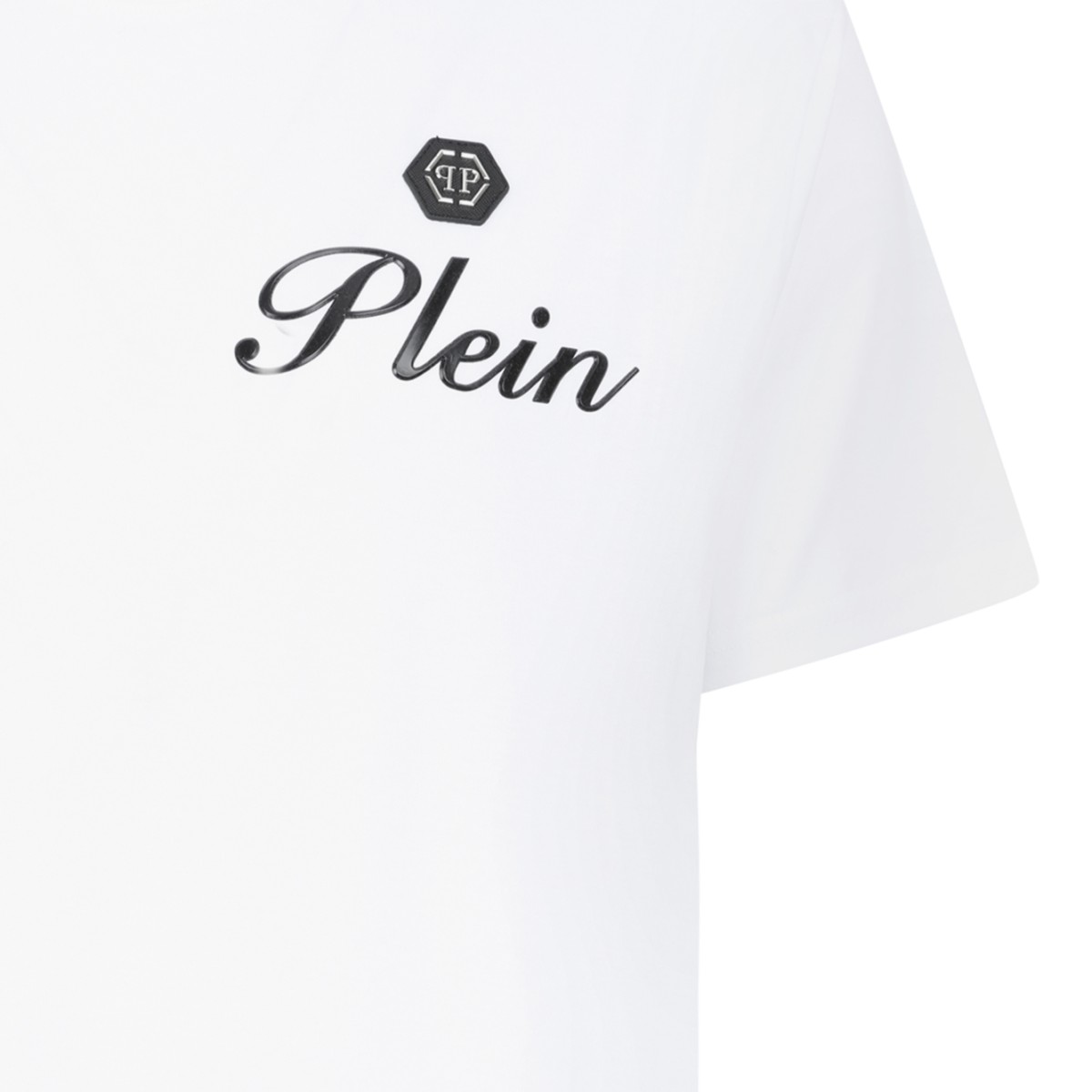Philipp Plein White Cotton T-Shirt with Script Logo.