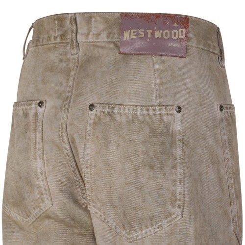 Vivienne Westwood Gold Metallic Straight-Leg Trousers.