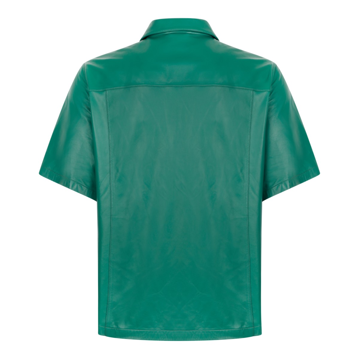 Casablanca Green Short-Sleeve Leather Shirt.  
