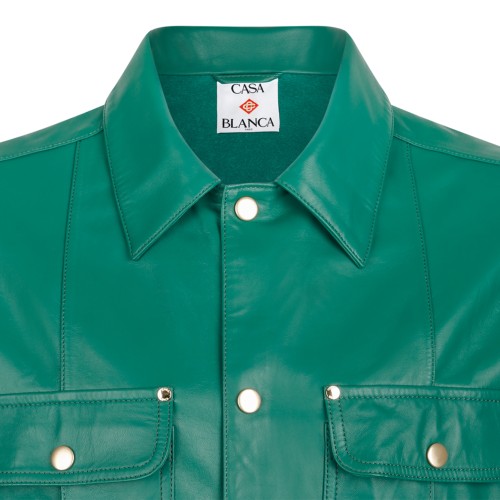 Casablanca Green Short-Sleeve Leather Shirt.  