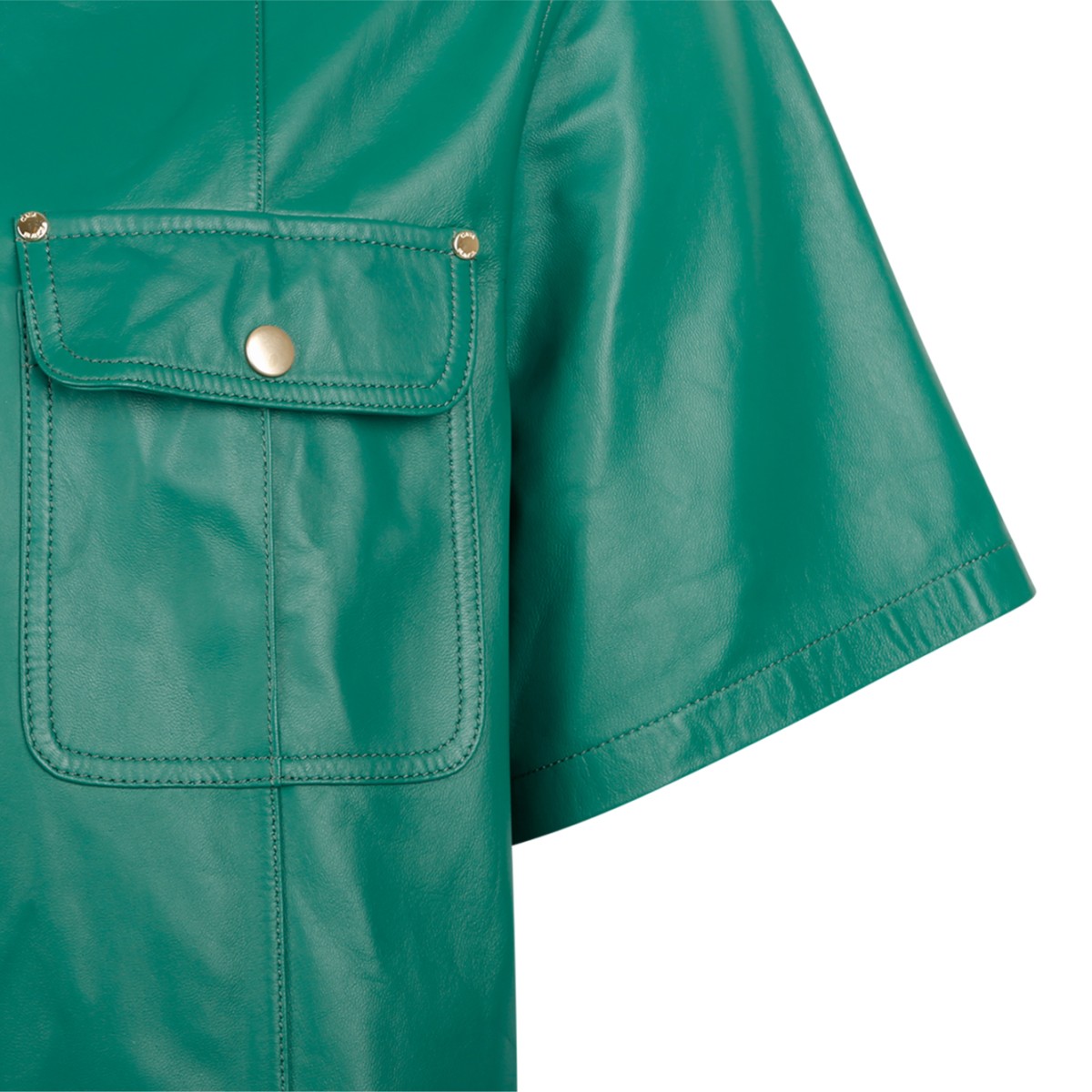 Casablanca Green Short-Sleeve Leather Shirt.  
