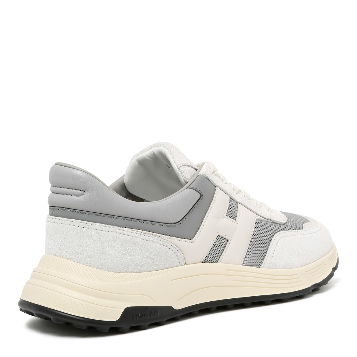 Hogan White and Grey Leather Sneakers.  