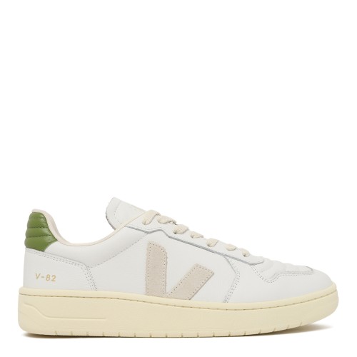 Veja White and Beige Leather Sneakers.