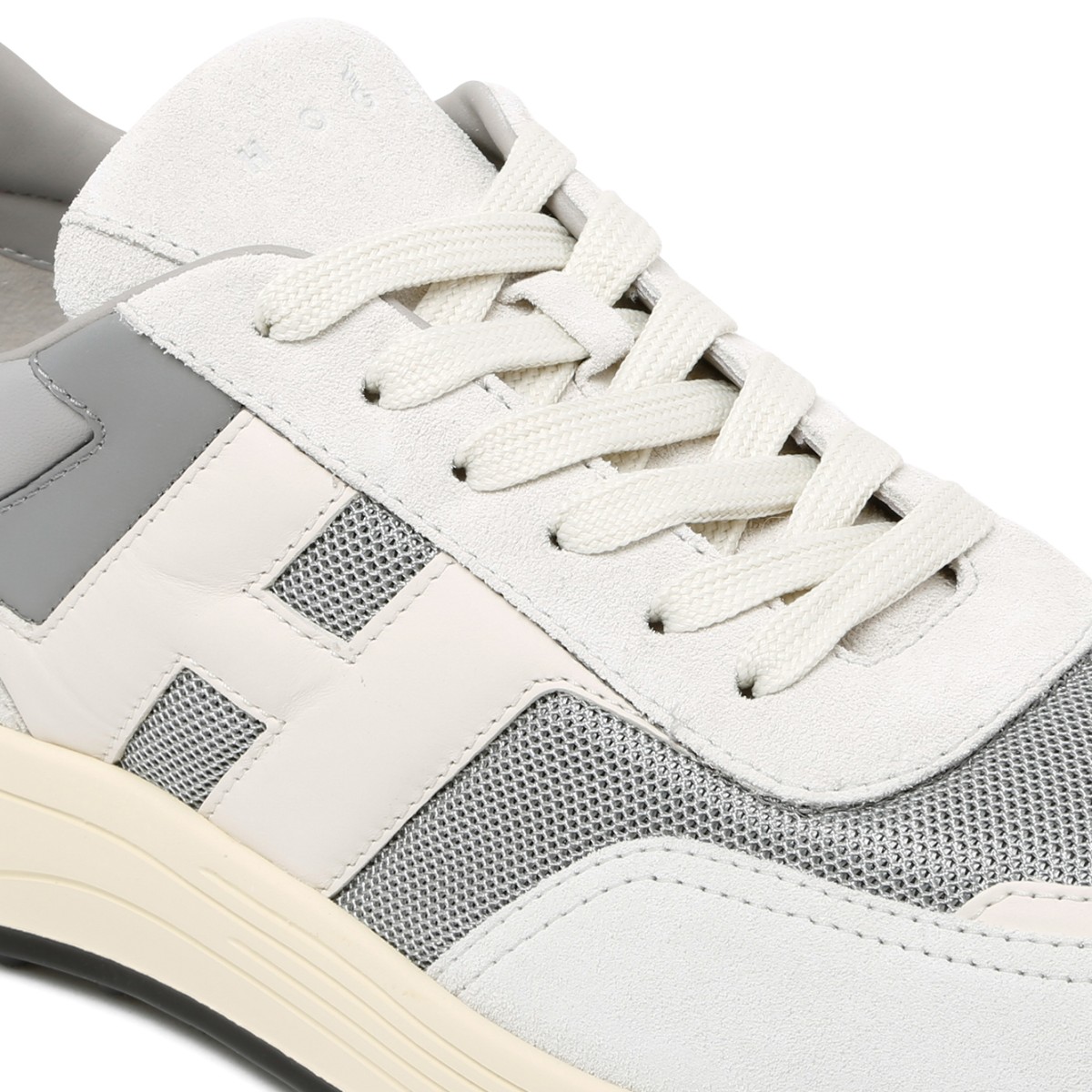 Hogan White and Grey Leather Sneakers.  