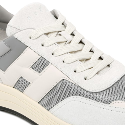 Hogan White and Grey Leather Sneakers.  