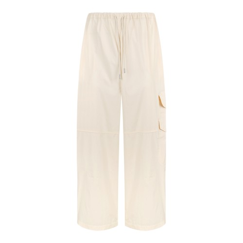Maison Kitsun Cream Drawstring Wide-Leg Trousers.